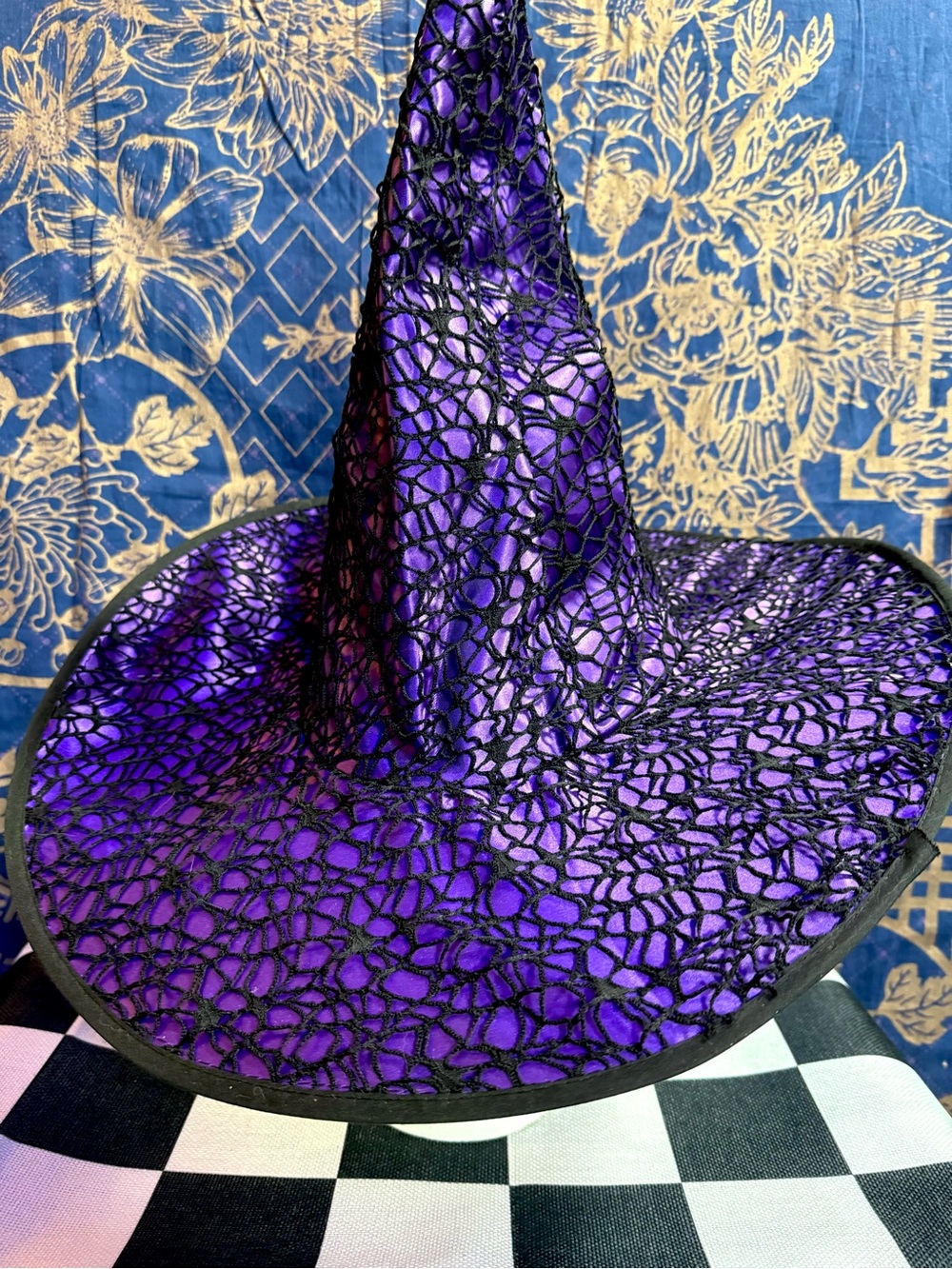 Halloween Witch Hat Costume Hat with Spider Webs 💜🕸️